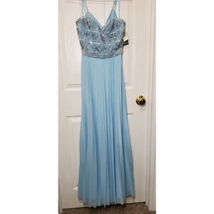 Love Reign Formal Dress – Size 7 – Light Blue Beaded Bodice – Long Evening Gown